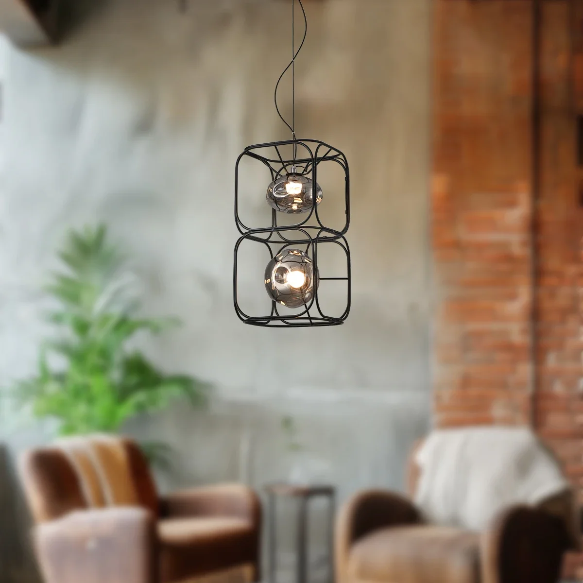 Geometric Lamp Shade - Retro LED-kroonluchter zwarte geometrische hanglamp met