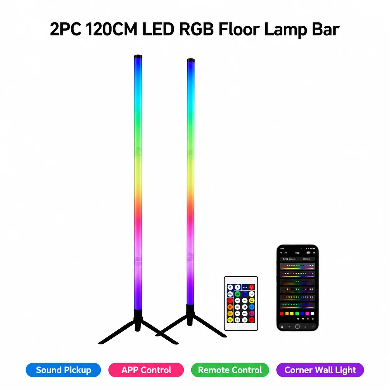 Decor Lighting Pack - 2-pack RGB LED hoeklamp, 120 cm