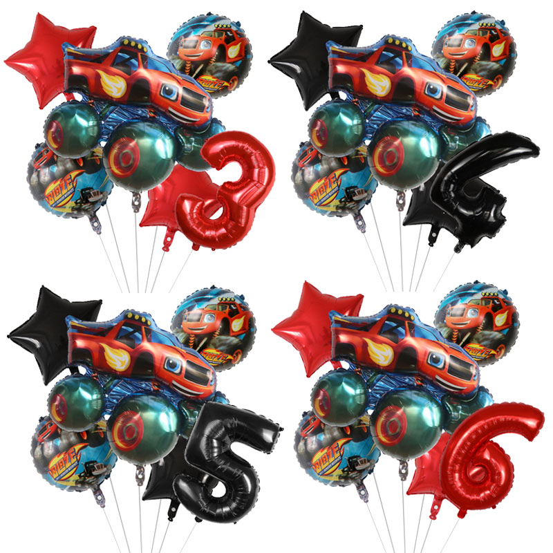 Lighting Mcqueen Birthday Decor - 1 set Blaze Monster Folie Ballonnen