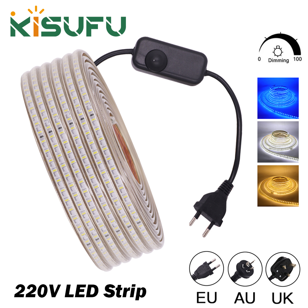 Decor Lighting Uk - 220V LED Strip Met Dimmer EU/UK/AU