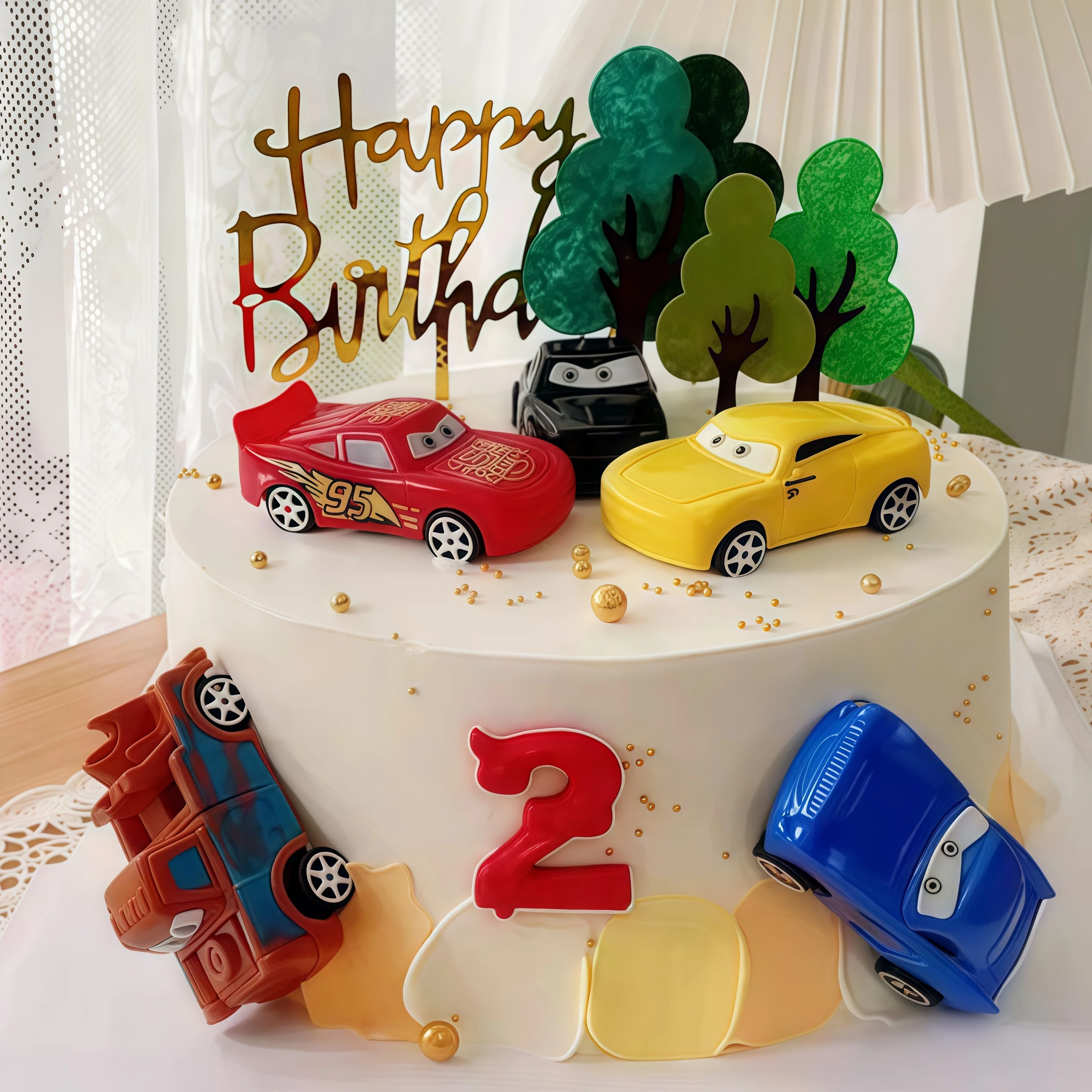 4 stks Lightning Cars Gelukkig - Lighting Mcqueen Birthday Decor recensie en prijs