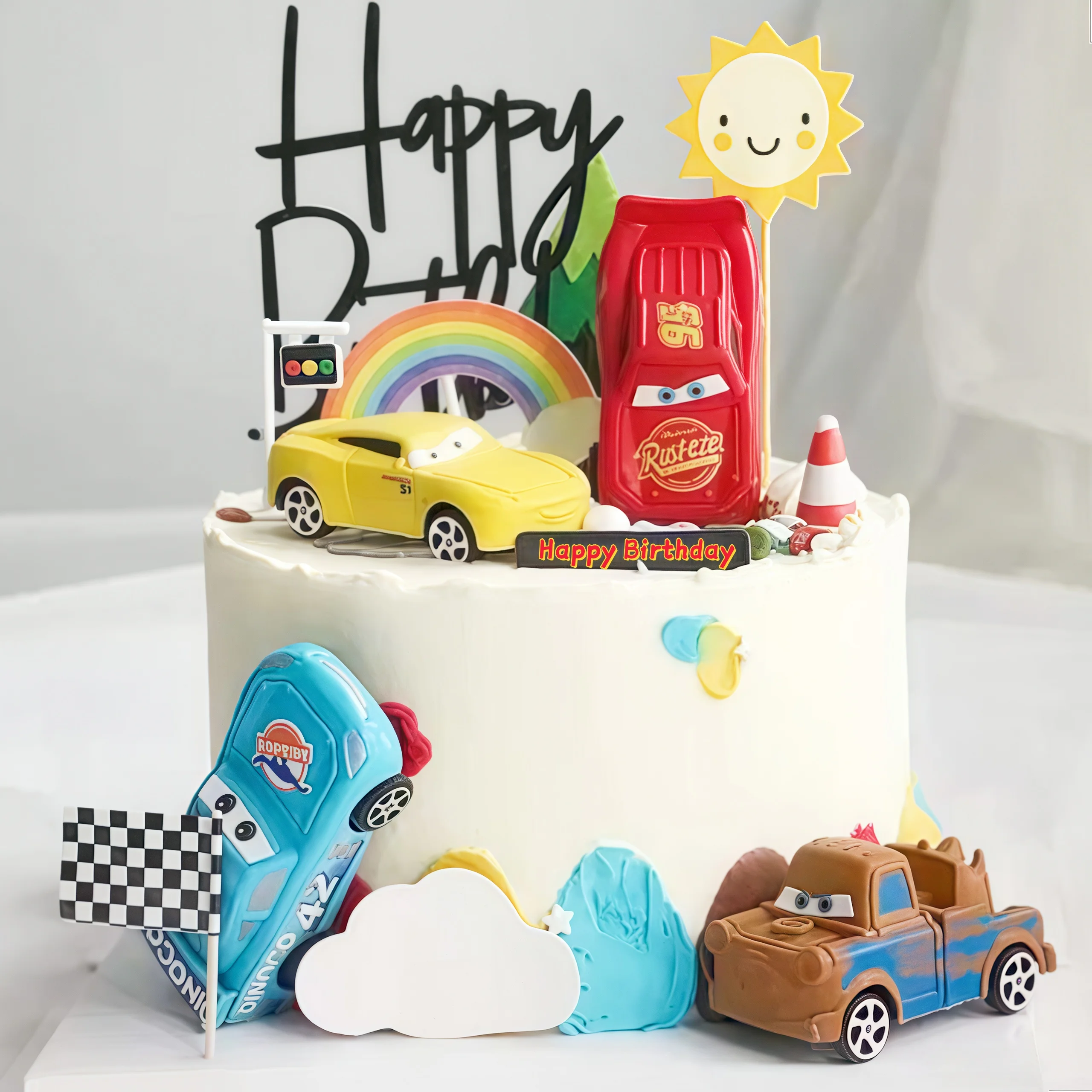 4 stks Lightning Cars Gelukkig - Lighting Mcqueen Birthday Decor recensie en prijs