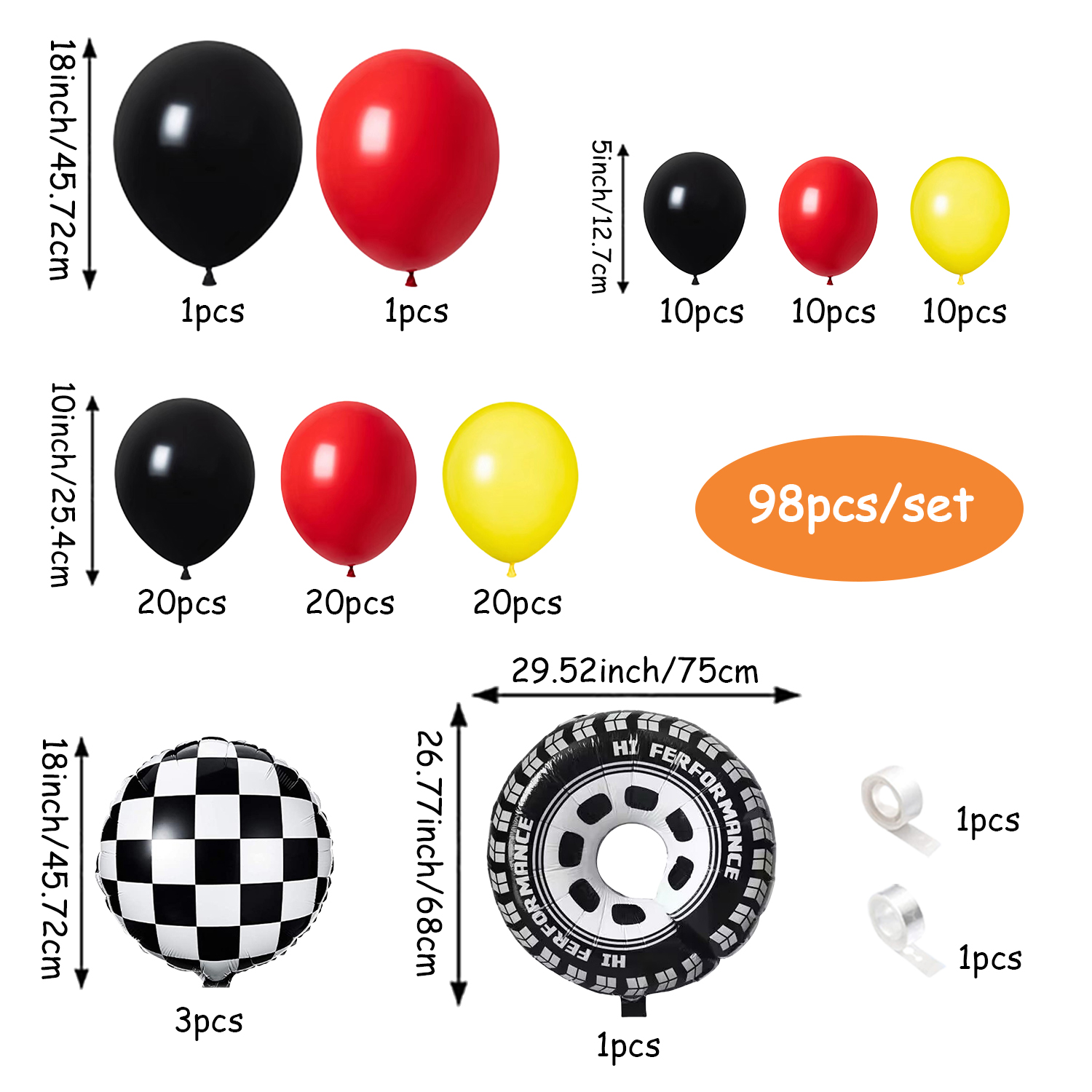 98-delige gele en zwarte alles - Lighting Mcqueen Birthday Decor recensie en prijs