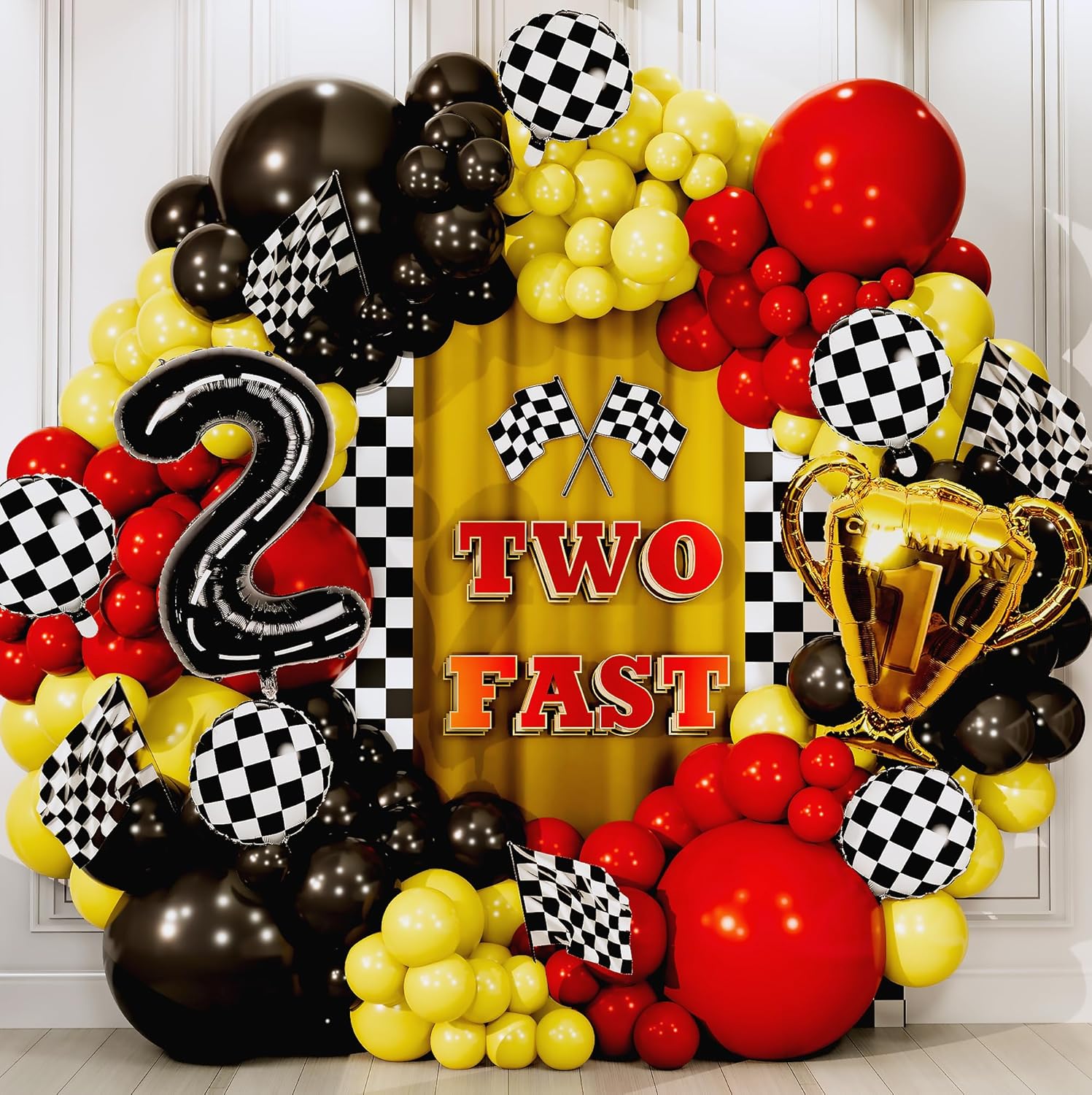98-delige gele en zwarte alles - Lighting Mcqueen Birthday Decor recensie en prijs