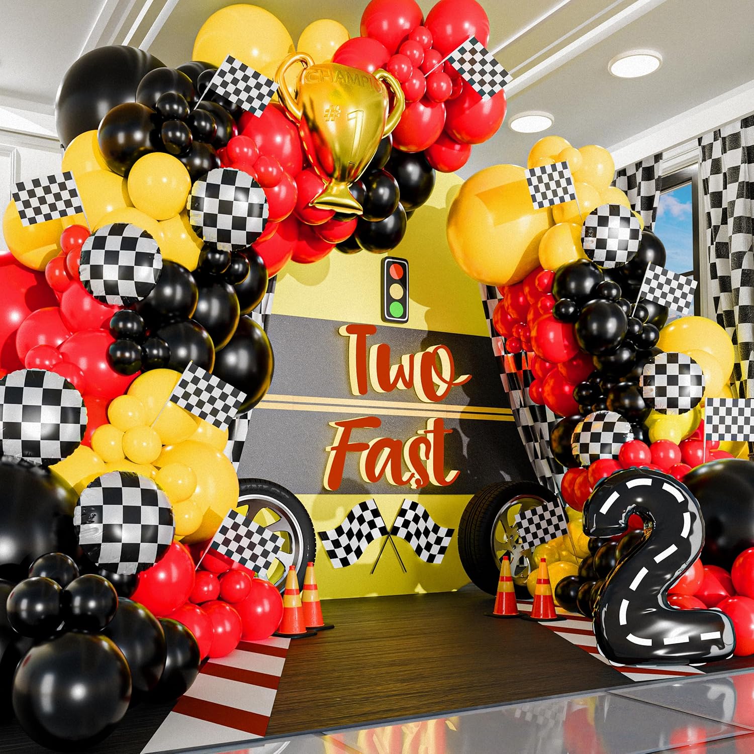 98-delige gele en zwarte alles - Lighting Mcqueen Birthday Decor recensie en prijs