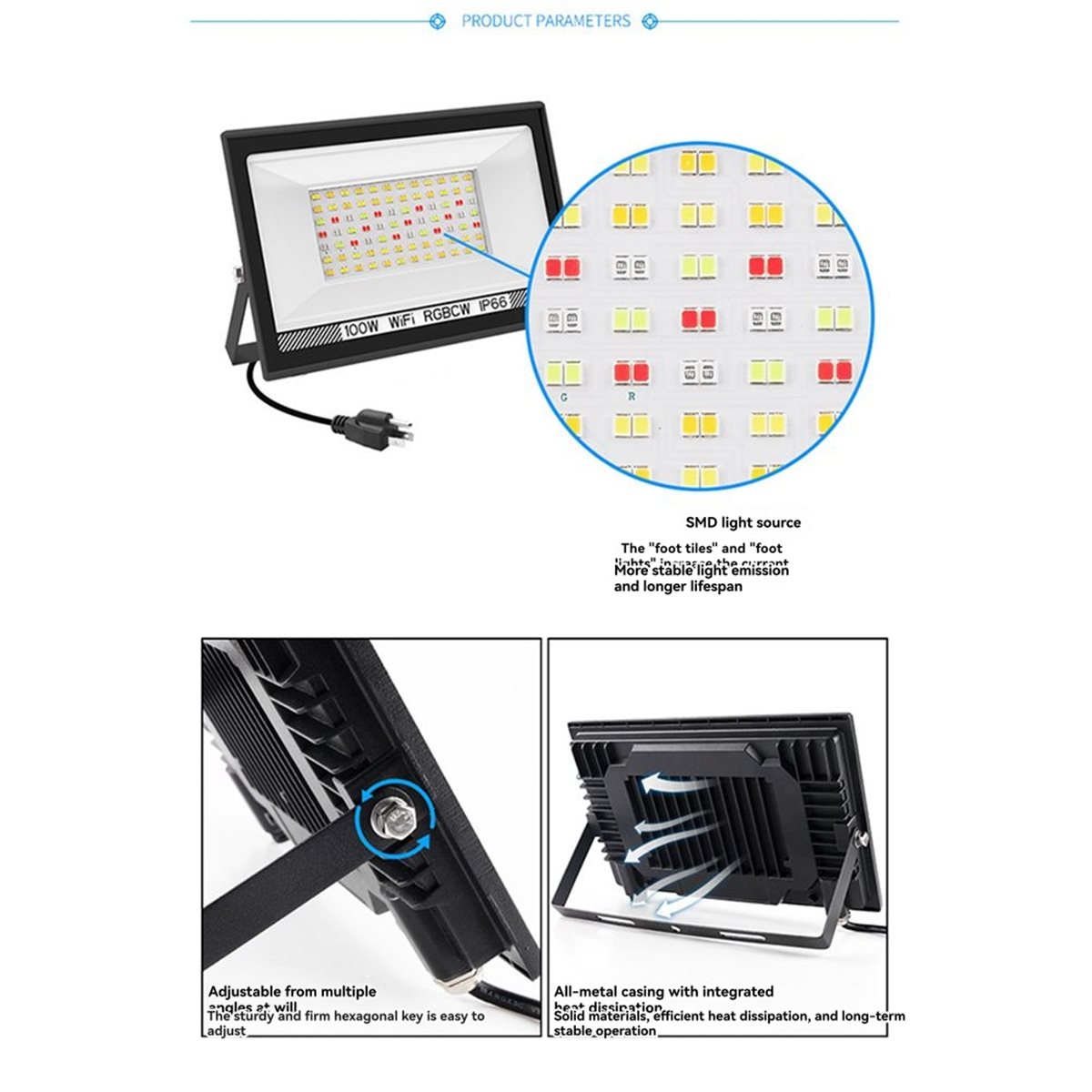 Nices 100W RGBCW LED-schijnwer - Decor Lighting Uk recensie en prijs